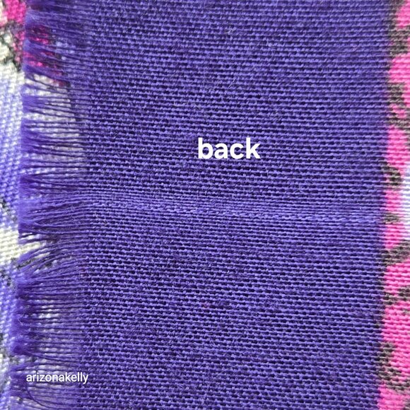 Wool Scarf Lightweight Pink Purple Floral - Picture 6 of 13